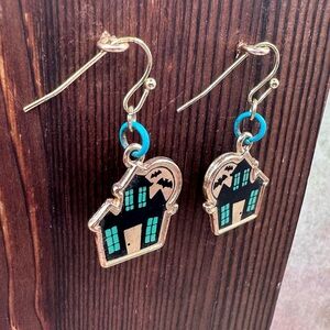 Spooky Halloween haunted house earrings